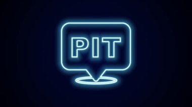 Parlayan neon hattı pit stop simgesi siyah arkaplanda izole edildi. 4K Video hareketli grafik canlandırması.