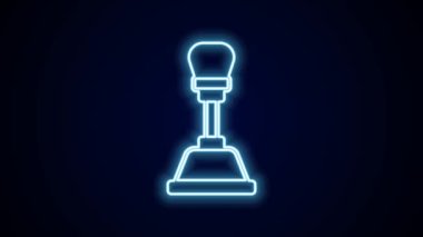 Parlayan neon çizgisi şekil değiştiren simgesi siyah arkaplanda izole edildi. Elle iletim simgesi. 4K Video hareketli grafik canlandırması.