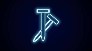 Parlayan neon çizgisi metalik tırnak simgesi siyah arkaplanda izole edilmiş. 4K Video hareketli grafik canlandırması.