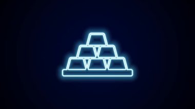 Parlayan neon çizgisi simgesi siyah arkaplanda izole edilmiş. Bankacılık işi konsepti. 4K Video hareketli grafik canlandırması.