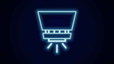 Parlayan neon hattı yangın söndürme sistemi simgesi siyah arkaplanda izole edildi. Fıskiye, yangın söndürücü, katı ikon. 4K Video hareketli grafik canlandırması.