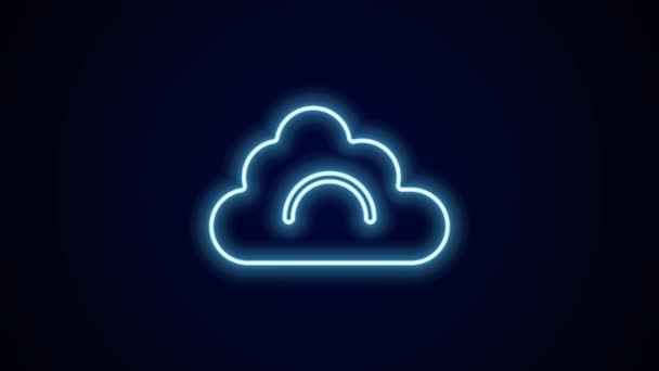 Linea Neon Luminosa Icona Cloud Isolata Sfondo Nero Animazione Grafica — Video Stock