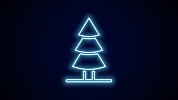 Leuchtende Leuchtschrift Weihnachtsbaum Symbol Isoliert Auf Schwarzem Hintergrund Frohe Weihnachten — Stockvideo