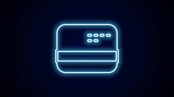 Glowing Neon Line Credit Card Icon Isolated Black Background Online — Stock Video