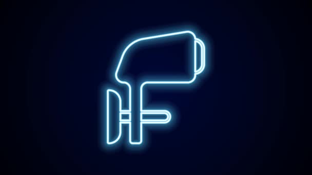 Glowing Neon Line Outboard Boat Motor Icon Isolated Black Background — Stock Video