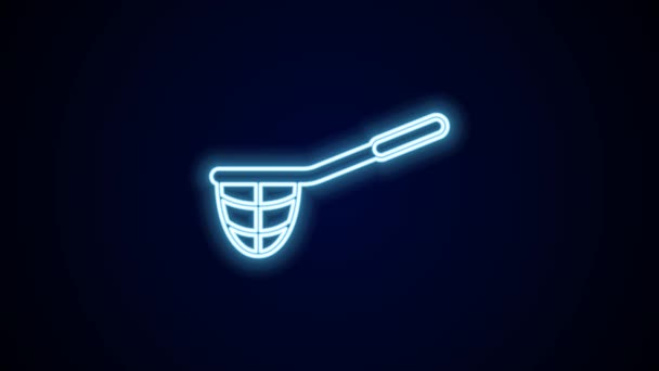 Glowing Neon Line Fishing Net Icon Isolated Black Background Fishing — Stock Video