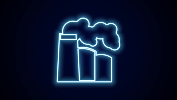 Glowing Neon Line Oil Gas Industrial Factory Building Icon Isolated — Stock Video