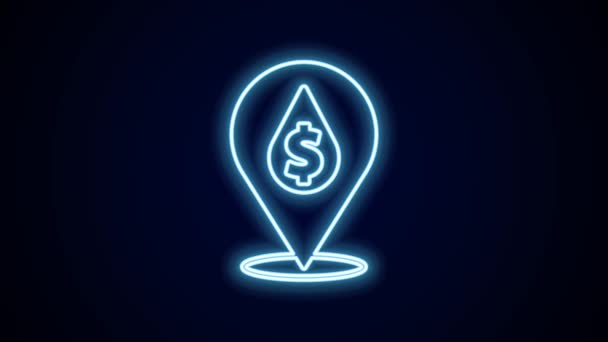 Glowing Neon Line Oil Drop Dollar Symbol Icon Isolated Black — Stock Video