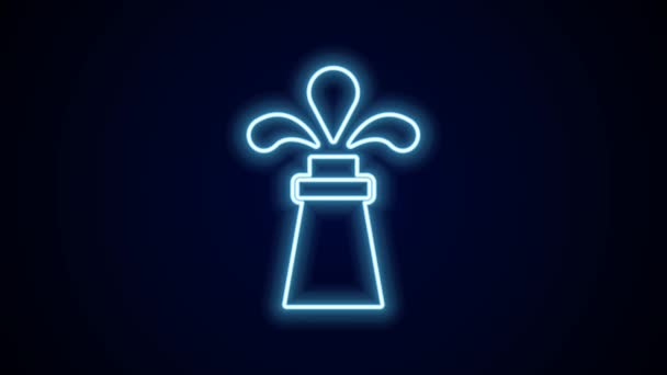 Glowing Neon Line Oil Rig Icon Isolated Black Background Gas — Wideo stockowe