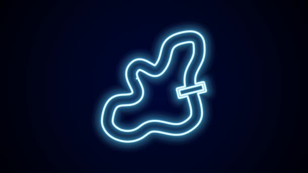 Gloeiende Neon Lijn Racing Track Pictogram Geïsoleerd Zwarte Achtergrond Video — Stockvideo