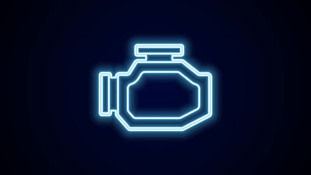 Zářící Neonová Čára Zkontrolujte Ikonu Motoru Izolovanou Černém Pozadí Grafická — Stock video