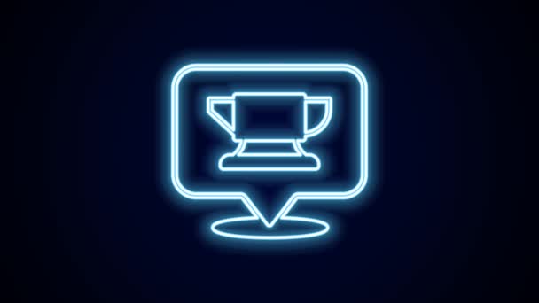 Glowing Neon Line Blacksmith Anvil Tool Icon Isolated Black Background — Stok Video