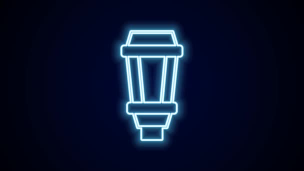 Glowing Neon Line Garden Light Lamp Icon Isolated Black Background — Stock Video