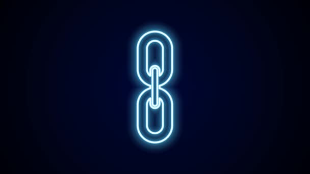 Leuchtende Neon Linie Kettenglieder Symbol Isoliert Auf Schwarzem Hintergrund Link — Stockvideo