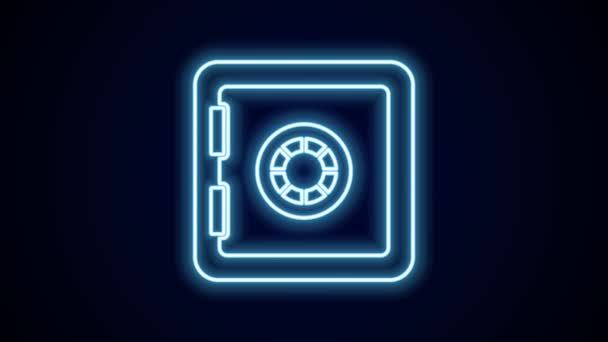 Glowing Neon Line Safe Icon Isolated Black Background Door Safe — Stock Video