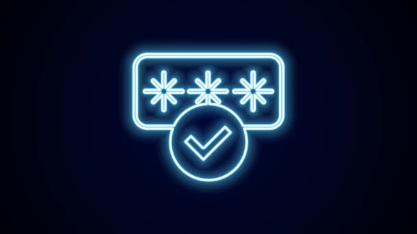 Świecąca Neon Linia Zabezpieczenie Hasłem Ikona Dostępu Bezpieczeństwa Izolowana Czarnym — Wideo stockowe