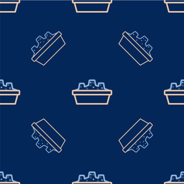 Kum ikonu olan çocuklar için çizgi Sandbox mavi arka planda izole edilmiş pürüzsüz desen. Vektör.