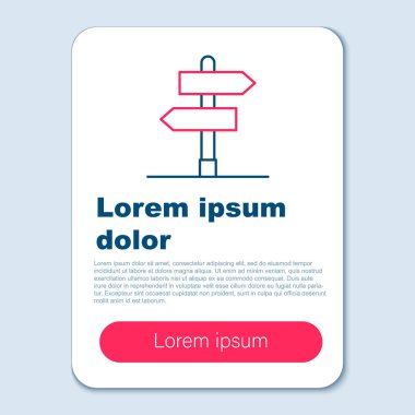 Line Road trafik tabelası. Gri arkaplanda sinyal simgesi izole edildi. İşaretçi sembolü. İzole sokak bilgi levhası. Yön tabelası. Renkli taslak konsepti. Vektör.