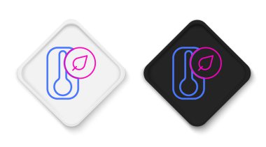 Meteoroloji çizgisi termometresi beyaz zemin üzerinde izole edilmiş ısı ve soğuk ikonu ölçüyor. Termometre termometresi sıcak ya da soğuk hava gösteriyor. Renkli taslak konsepti. Vektör.