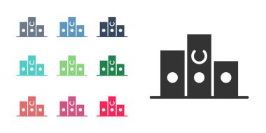 Beyaz arka planda izole edilmiş siyah spor ödüllü podyum ikonu. Simgeleri renklendirin. Vektör.