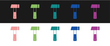 Çekiç simgesini siyah beyaz arkaplanda izole et. Tamir için bir araç. Vektör.