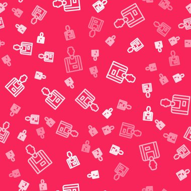 Beyaz çizgi satıcı simgesi kırmızı arkaplanda izole edilmiş. Vektör.