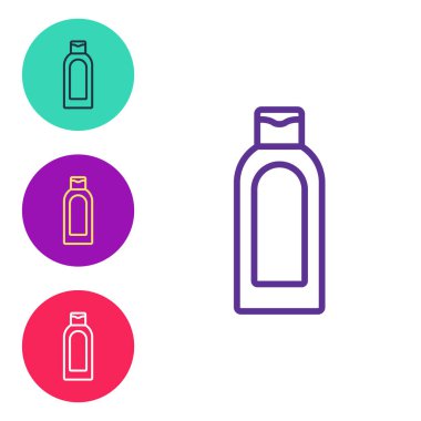 Beyaz arka planda izole edilmiş şampuan ikonu çizgisi. Simgeleri renklendirin. Vektör.
