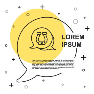 Beyaz arka planda siyah çizgi at nalı simgesi izole edildi. Rastgele dinamik şekiller. Vektör.