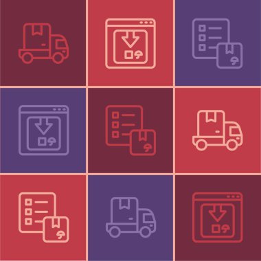 Teslimat listesinin onaylanması ve Online uygulama izleme simgesi. Vektör.