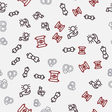 Yay kravat topunu ayarlayın, kelepçe ve sihirli parşömen üzerinde uçuyor. Vektör.