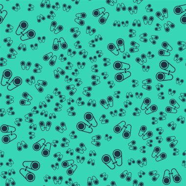 Siyah Dürbün simgesi yeşil arkaplandaki kusursuz deseni izole etti. Yazılım işareti bul. Casus ekipman sembolü. Vektör