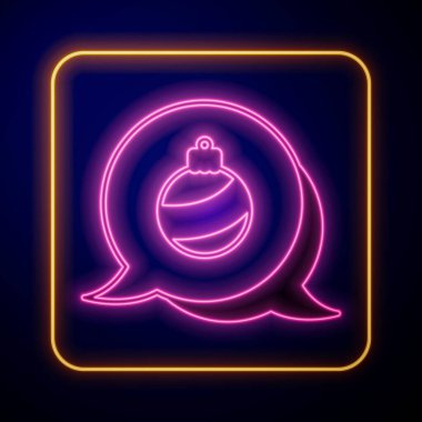 Parlayan neon renkli Noel balosu ikonu siyah arka planda izole edilmiş. Mutlu Noeller ve mutlu yıllar. Vektör