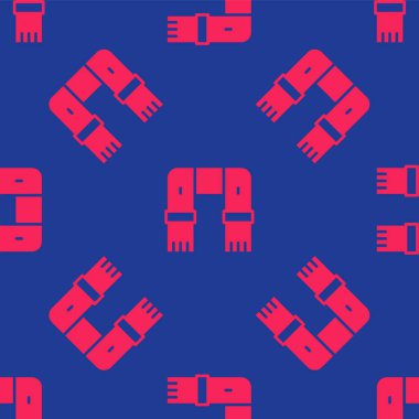 Kırmızı Kış eşarp simgesi mavi arka planda izole edilmiş. Vektör