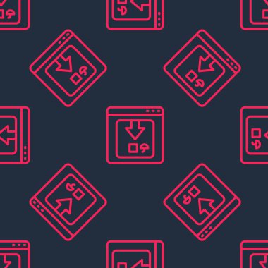 Kırmızı çizgi Online uygulama dağıtım ikonu siyah arkaplanda izole edilmiş. Paket takibi. Vektör