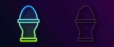 Siyah arka planda izole edilmiş bir simgede parlayan neon hattı Tavuk yumurtası. Vektör