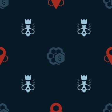 Bal peteği, bal peteği satışı ve kraliçe arıyı kusursuz bir kalıba sokun. Vektör