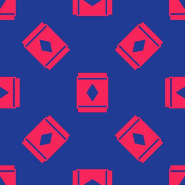 Red Magic carpet icon isolated seamless pattern on blue background.  Vector