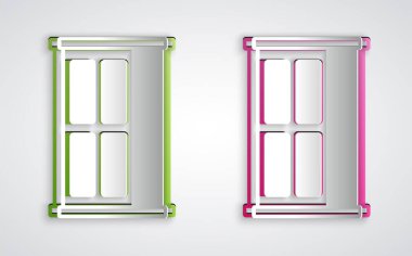 Kağıt kesiği Gardırop simgesi gri arkaplanda izole edilmiş. Dolap tabelası. Kağıt sanatı tarzı. Vektör