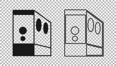 Black Case of computer icon isolated on transparent background. Computer server. Workstation.  Vector