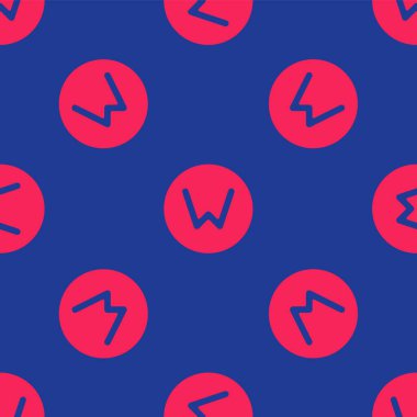 Kırmızı Pusula kuzey simgesi mavi arkaplanda izole edilmiş. Rüzgâr yön bulma sembolü. Rüzgar gül işareti. Vektör