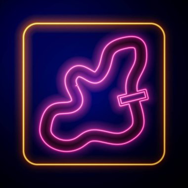 Glowing neon Racing track icon isolated on black background.  Vector