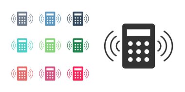 Siyah Güvenlik Kontrol Paneli beyaz arkaplanda simge görüntüsü izole edildi. İçeri girmek için güvenlik sisteminin tuş takımı. Simgeleri renklendirin. Vektör