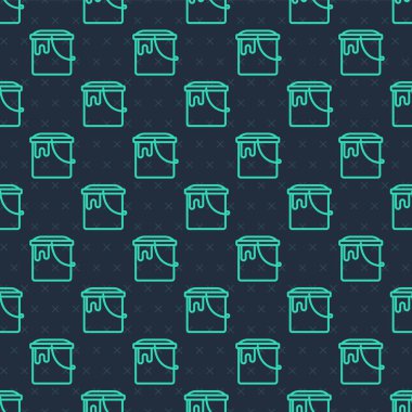 Yeşil çizgi boyası ikonu mavi arka planda izole edilmiş pürüzsüz desen. Vektör