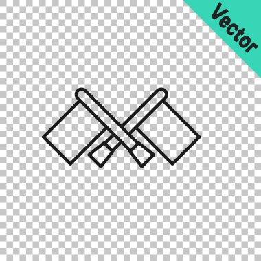 Şeffaf arkaplanda siyah çizgi bayrak simgesi izole edildi. Yer belirleyici sembol. Vektör