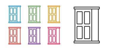 Gardırop simgesini beyaz arkaplanda ayır. Dolap tabelası. Simgeleri renklendirin. Vektör