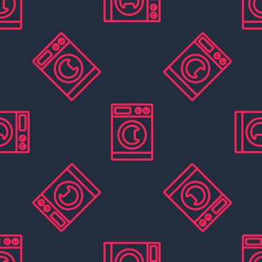 Kırmızı çizgi yıkama ikonu siyah arkaplanda kusursuz desen izole etti. Çamaşır makinesi simgesi. Çamaşır makinesi, çamaşır makinesi. Ev aletleri sembolü. Vektör