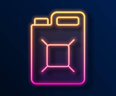 Siyah arka planda izole edilmiş benzin ikonu için parlayan neon hattı kutusu. Dizel gaz ikonu. Vektör