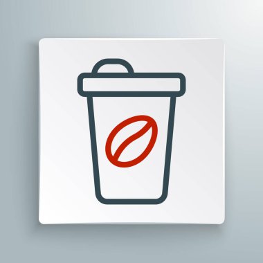 Çizgili kahve fincanı beyaz arka planda izole edilmiş bir ikon haline gelecek. Renkli taslak konsepti. Vektör