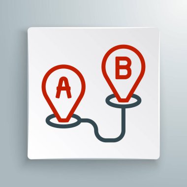 Satır Rotası konumu simgesi beyaz arkaplanda izole edildi. Harita işaretçisi işareti. Yol ya da yol kavramı. GPS navigatörü. Renkli taslak konsepti. Vektör