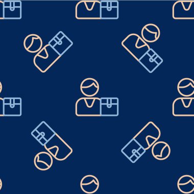 Line Buyer icon isolated seamless pattern on blue background.  Vector